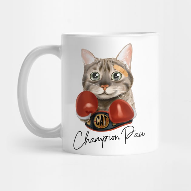 cat with boxing gloves and champion belt by stark.shop